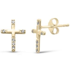 0.10ct Diamond Earrings | 14K Yellow Gold | Cross Design 💎💛